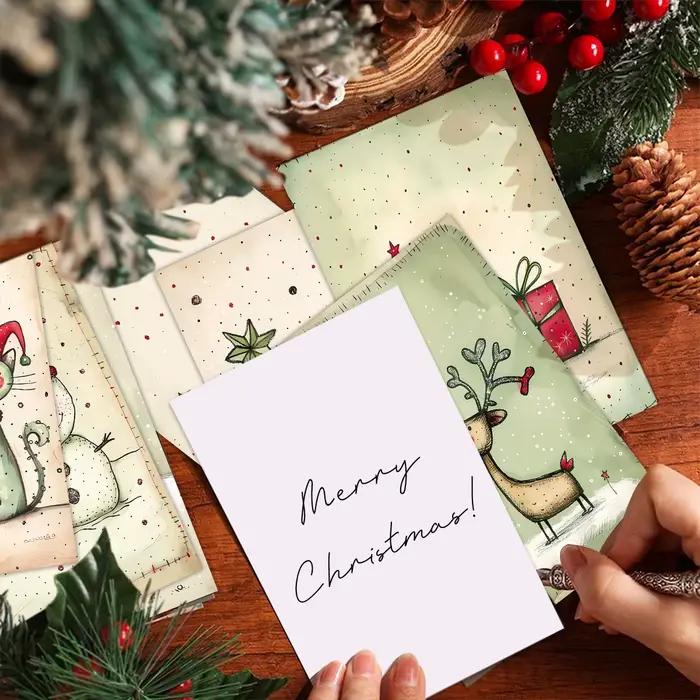 Cartes postales de décoration de noël avec autocollants