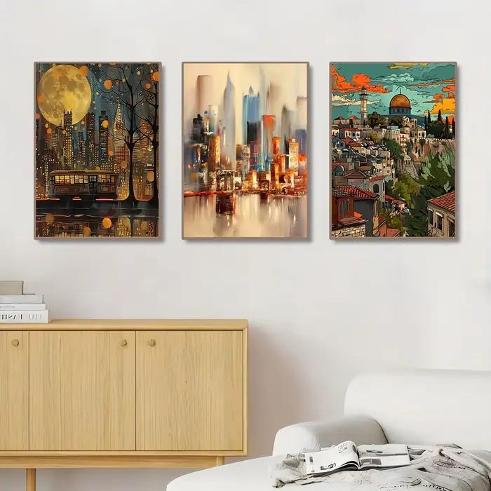 Toile d'art de paysage urbain vibrant