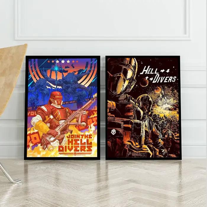 Affiche murale vintage Game H-Helldivers