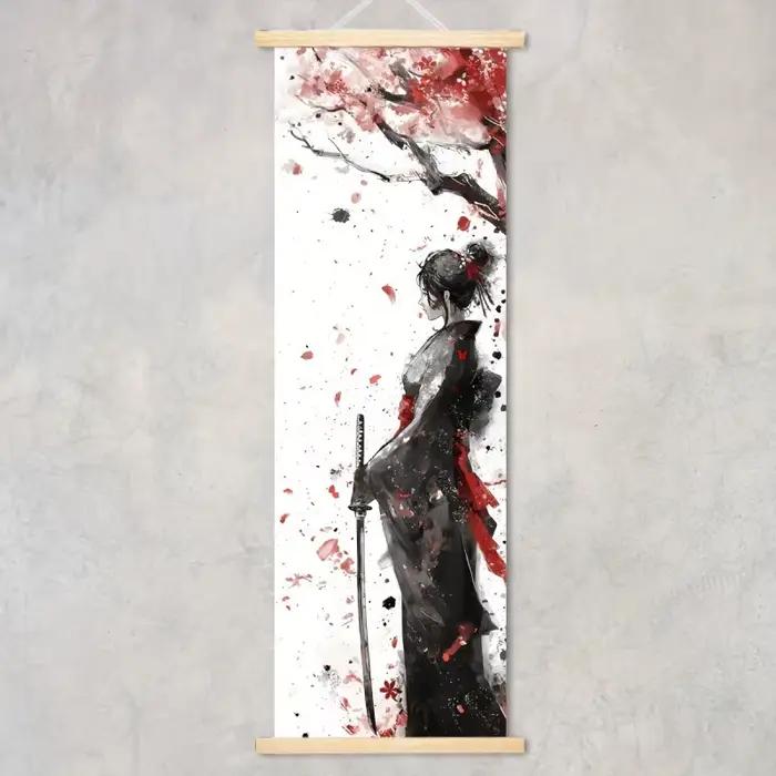 Affiche murale japonaise en bois