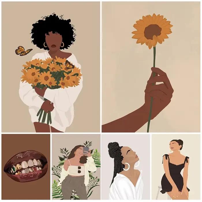 Affiche d'art de fille noire et impression