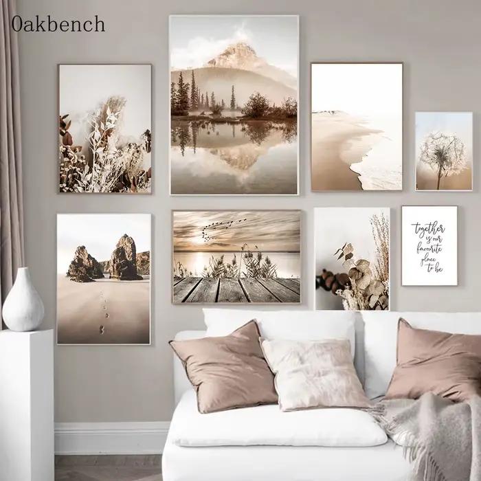 Toile d'art de paysage de montagne et de mer