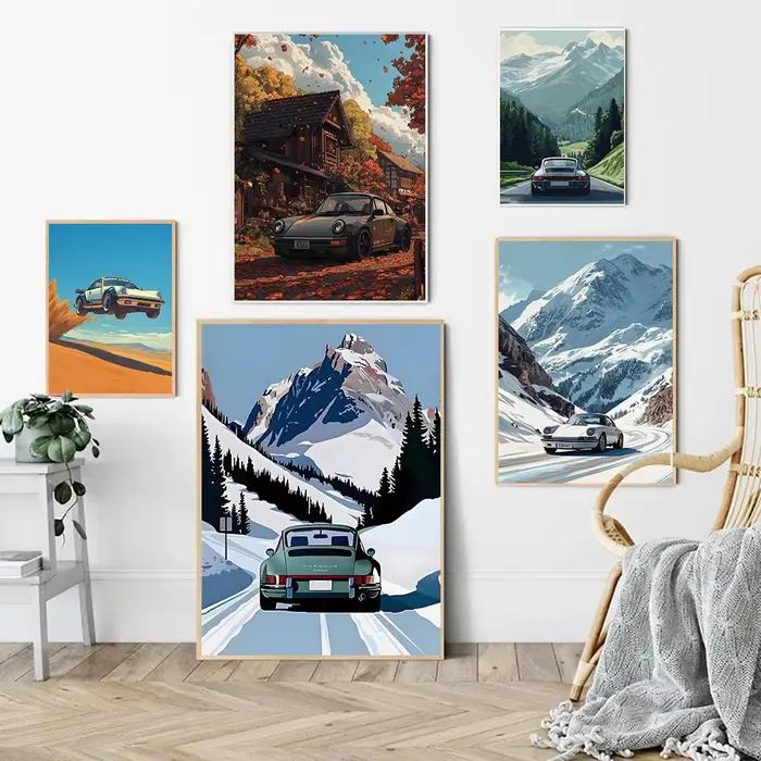 Affiche classique Porsche 911 Alpine Drive