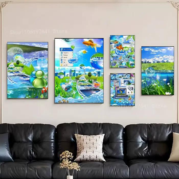 Frutiger Aero Aqua nostalgie affiche imprime mur Art photo peinture cadeau salon Restaurant Bar grand Dec autocollant
