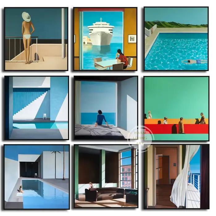 Peinture sur toile d'exposition de paysage de FC Hockney