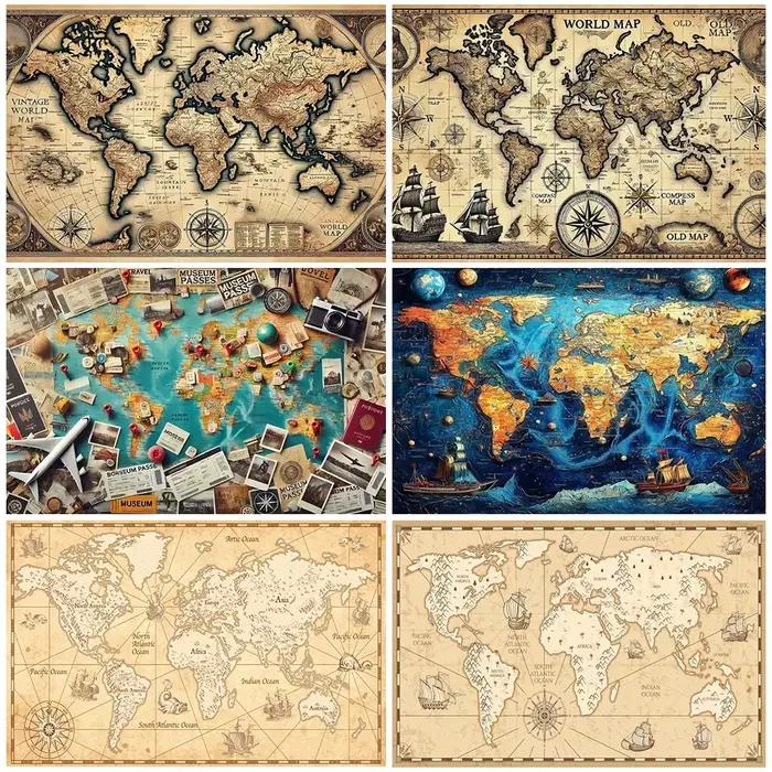 Affiche de Journal de carte du monde Vintage