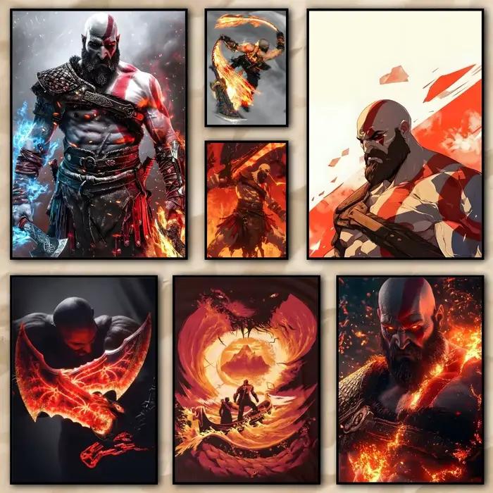 Affiche de peinture vintage classique inspirée de God of War Ragnarok : mur d'espace durable et imperméable sans plis