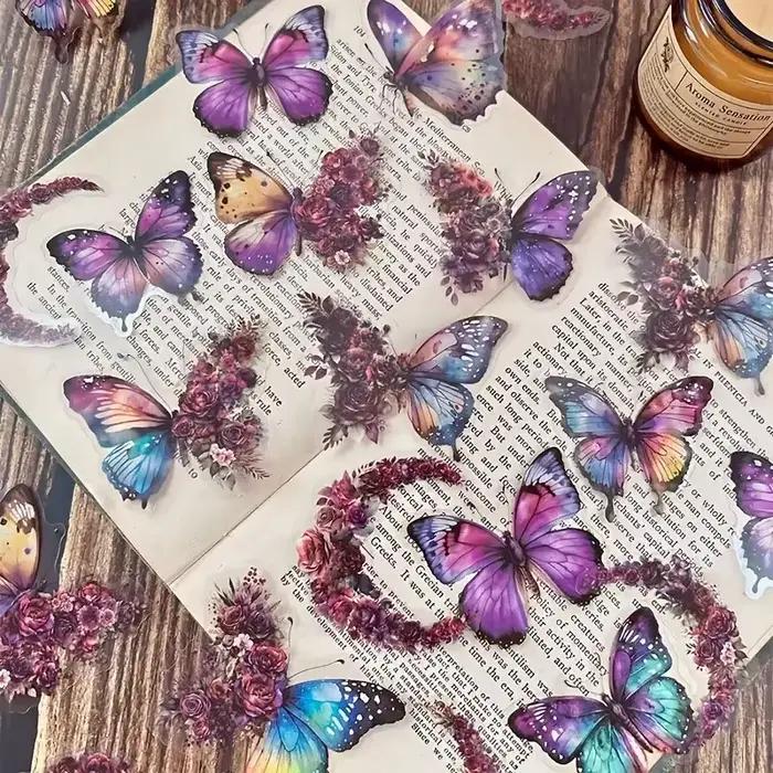 30 pièces papillon fleur thème bricolage autocollants décoratifs Pack