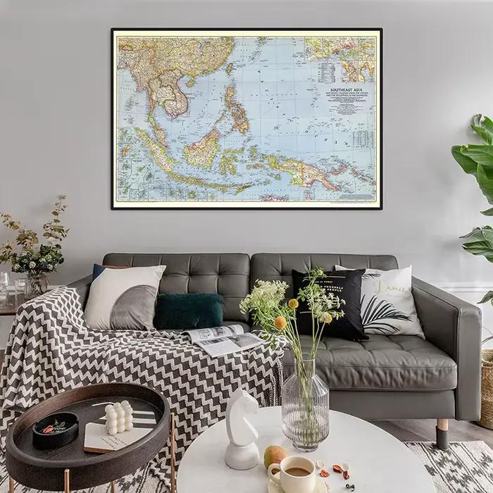 Affiche détaillée de la carte du sud-est 1944 en papier Kraft