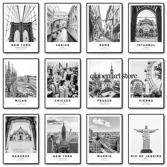 Affiche de Voyage en Noir et Blanc avec Architecture de Paris