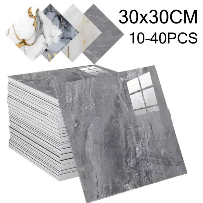Décoration murale 3D auto-adhésive, carrelage d'imitation 30x30cm, autocollant mural pour salle de bains, papier peint imperméable et résistant à l'humidité en marbre pour cuisine