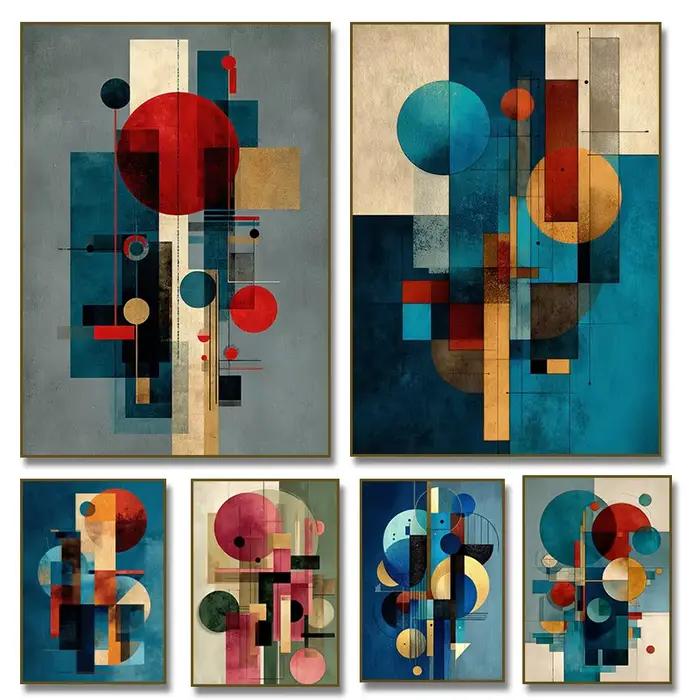 Affiches de Composition géométrique bleue abstraite et impression