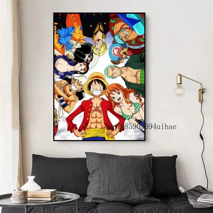 Japon Anime Figure rétro entourant une pièce Luffy toile peinture impression murale maison Art affiche mur esthétique chambre décor cadeau