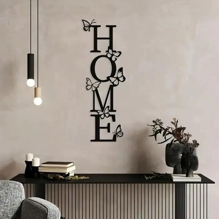 Décoration murale verticale en métal avec accent papillon – Art moderne résistant à la décoloration pour chambre à coucher et salle de bain