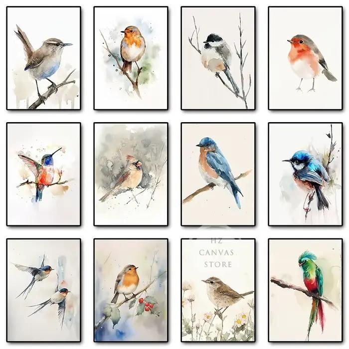 Affiche et impression aquarelle d'oiseaux (Chickadee