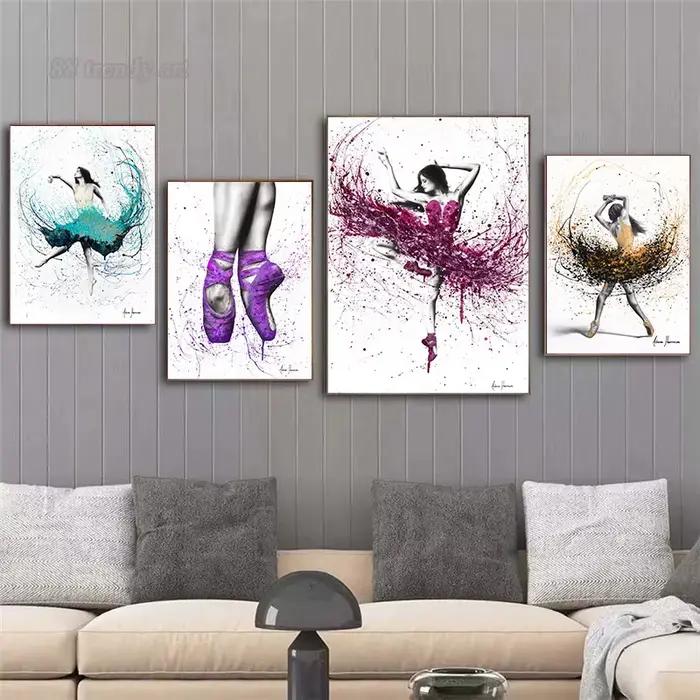 Affiches et impressions abstraites de peinture sur toile de ballet de fleuron de séparés euse de fille