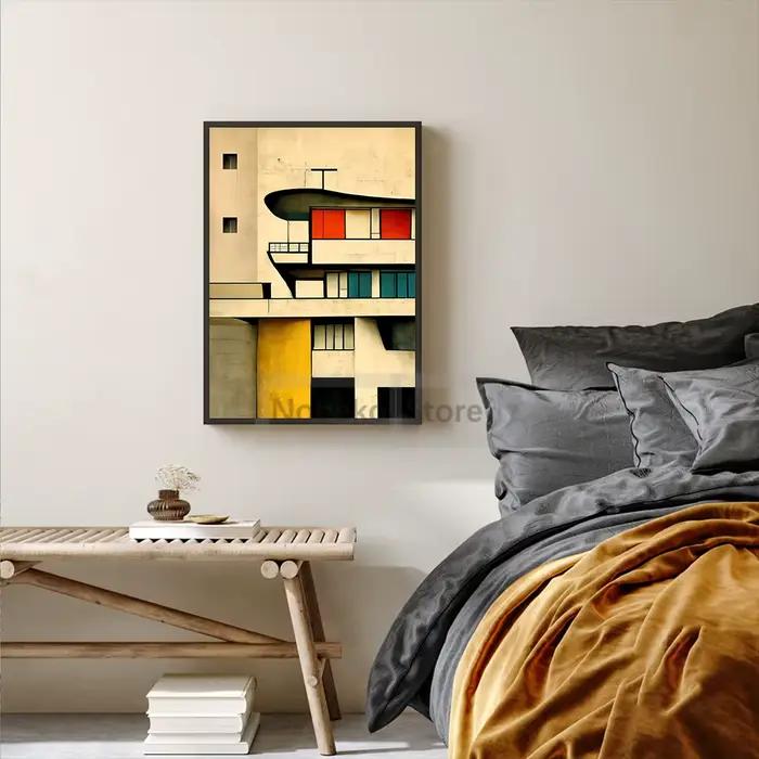 Affiche d'architecture abstraite d'inspiration Le Corbusier
