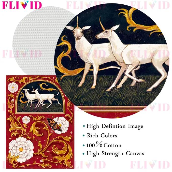 Licorne cheval médiéval Wicca lune sorcière mur Art toile peinture décor affiche et impressions pour salon Art