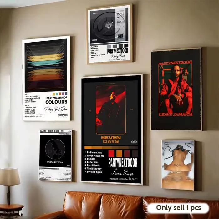 P-PARTYNEXTDOOR Poster autocollant mural imperméable auto-adhésif pour la décoration du salon et de la chambre à coucher