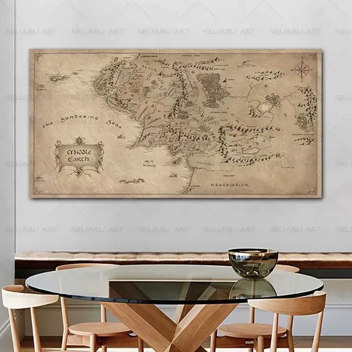 Peinture sur toile vintage de la Terre du Milieu