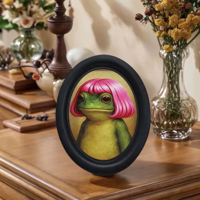 1 pièce de décoration murale amusante en forme de grenouille aux cheveux roses