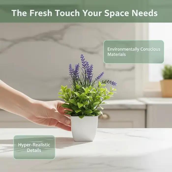 Plantes artificielles en pot avec feuillage réaliste et sans entretien, parfaites pour la décoration de la maison, du bureau, de la salle de bain, de la table ou des étagères.