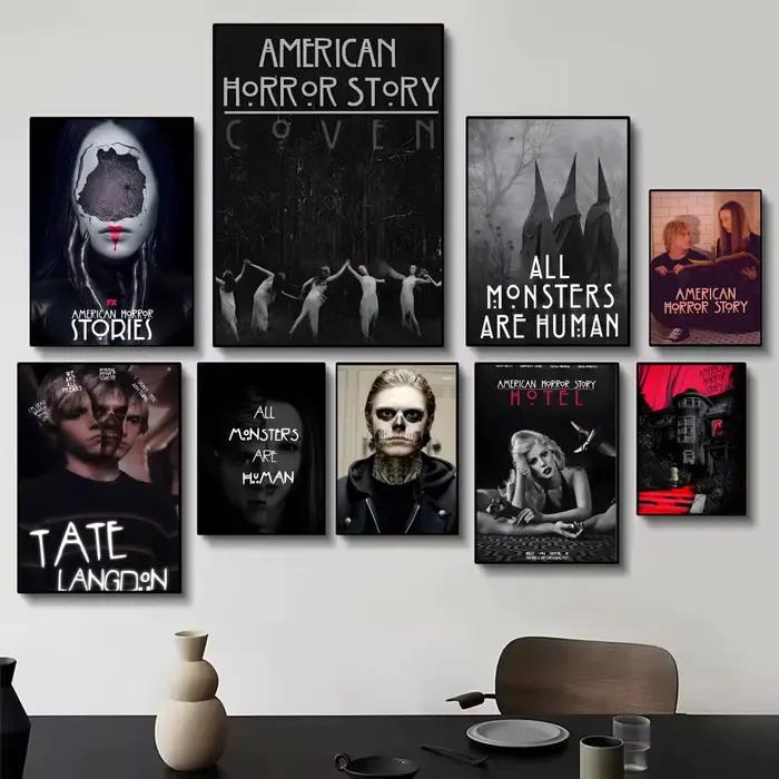 Affiche murale d'art gothique grotesque inspirée de l'anthologie américaine d'histoires d'horreur pour le salon