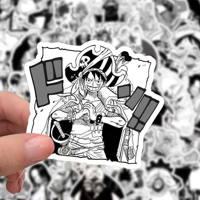 Lot de 50 autocollants manga noir et blanc One Piece