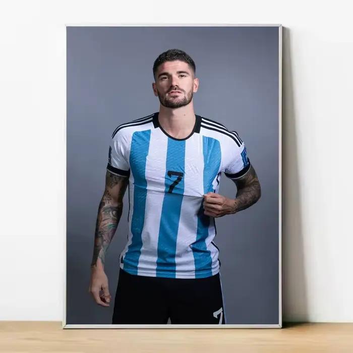 Affiche de football R-Rodrigo De Paul, affiche murale autocollante HD imperméable, idéale pour la maison, le bureau, le dortoir, cadeau
