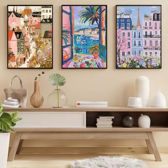 Toile d'art de paysage urbain vibrant