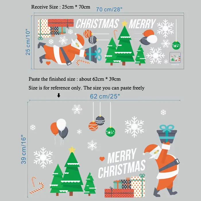 Autocollants muraux Joyeux Noël/Chaudes fêtes du Nouvel An