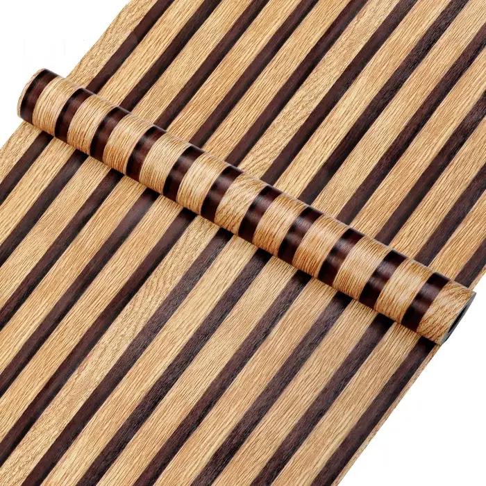 Papier peint auto-adhésif rayé imperméable et résistant à l'huile de 45 cm