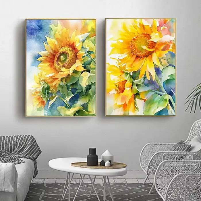 Peinture œuvre Nature affiche toile huile imprime mur salon décor à la maison tournesol