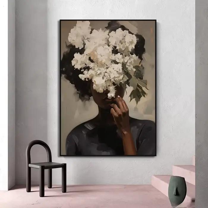 Toile d'art mural avec femme noire