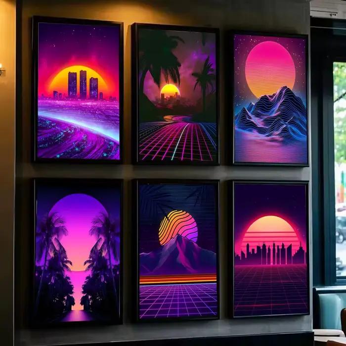 Affiche néon Retrowave Synthwave