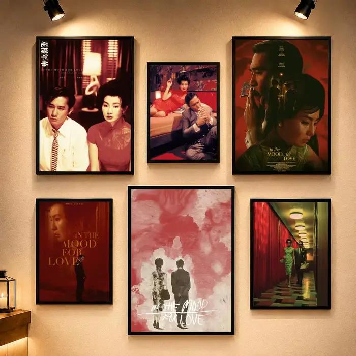 Affiche de film romantique In the Mood for Love, affiche vintage rétro d'anime, autocollants à coller et à décoller, décoration murale pour la maison