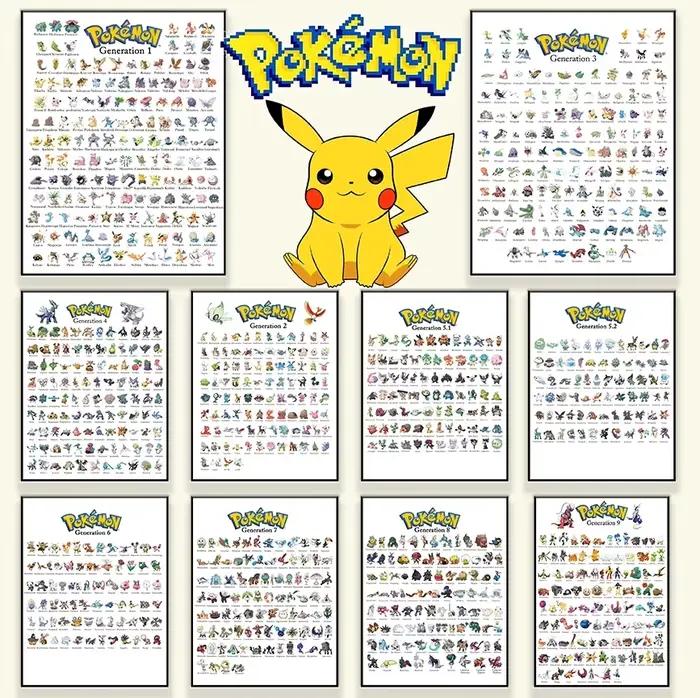 Version française classique Anime Pokemon périphériques Kawaii Pikachu affiche décoration Art aquarelle photos toile peinture