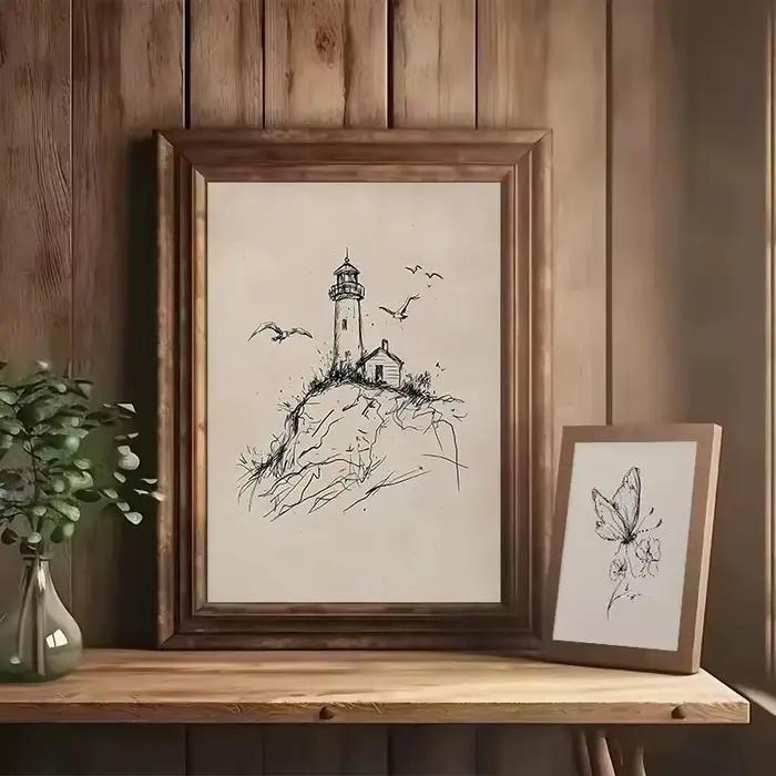 Affiche imprimée sur toile représentant un paysage urbain antique, la ligne de skyline de Paris, un café, un dessin au trait, un arbre, un croquis, peinture murale, décoration intérieure, cadeau
