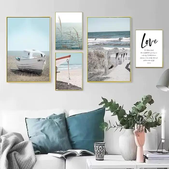 Peinture sur toile nordique de paysage marin