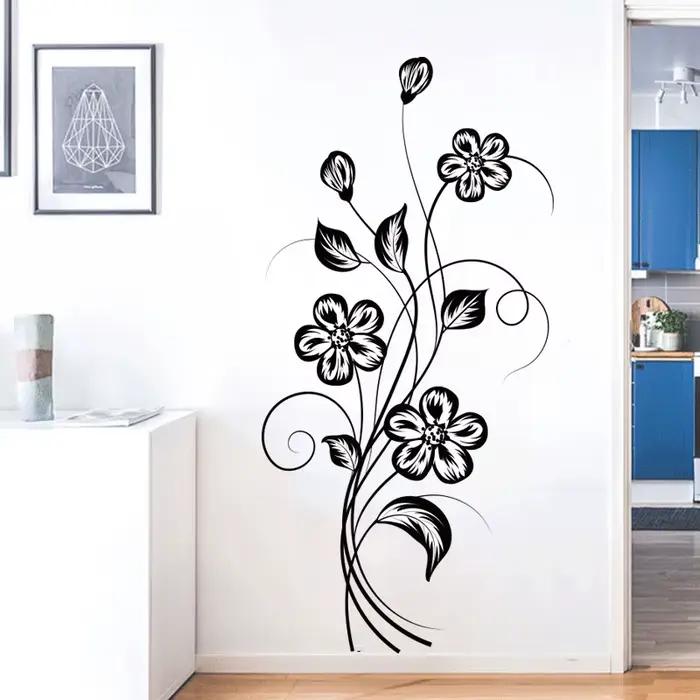 Autocollant de fleur noire