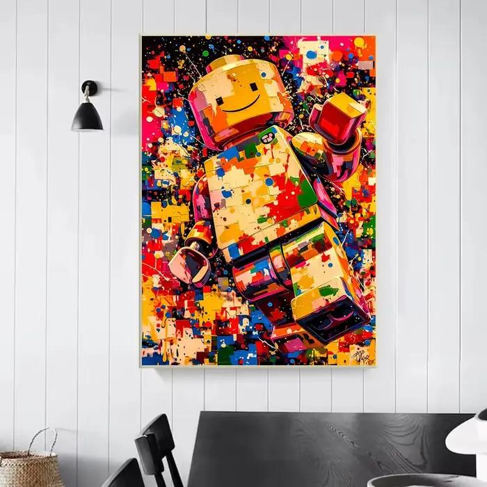 Affiche Graffiti Hipster Moderne Colorée avec Figurines Lego