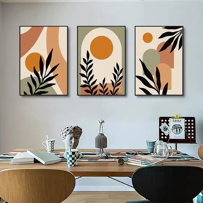 Peinture sur toile de feuilles de bohème orange