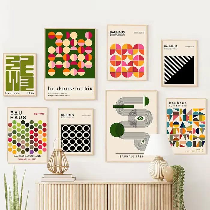 Bauhaus Geometric Lines Rainbow Abstract Wall Art Posters Prints Nordic Canvas Painting Hotel Bar Pictures For Living Room Decor