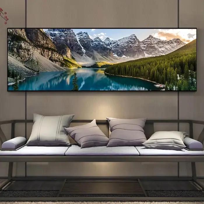 Peinture sur toile de paysage, peinture de paysage de montagne de forêt de lac, affiches de décoration artistique murale pour salon, chambre à coucher, imprimés d'images