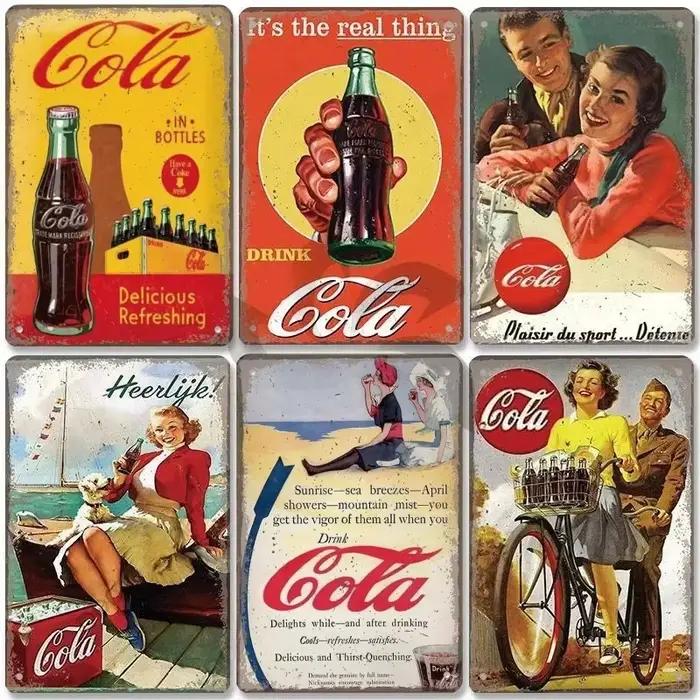 Affiches métalliques vintage de boissons gazeuses Cola