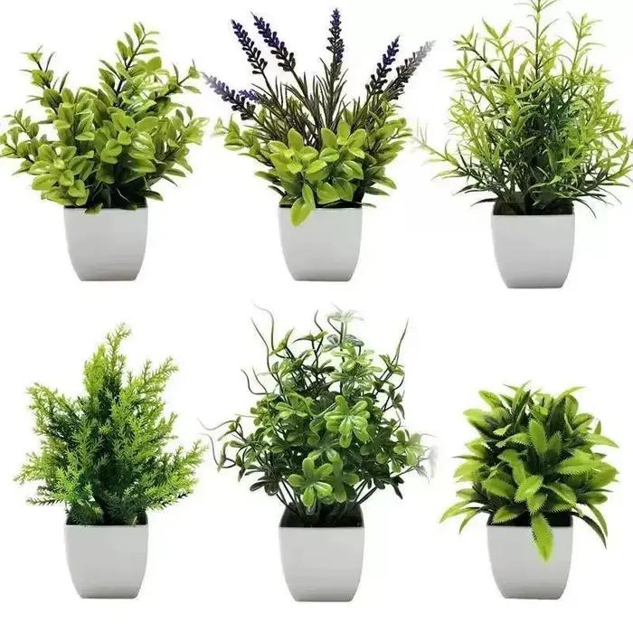 Plantes artificielles en pot avec feuillage réaliste et sans entretien, parfaites pour la décoration de la maison, du bureau, de la salle de bain, de la table ou des étagères.