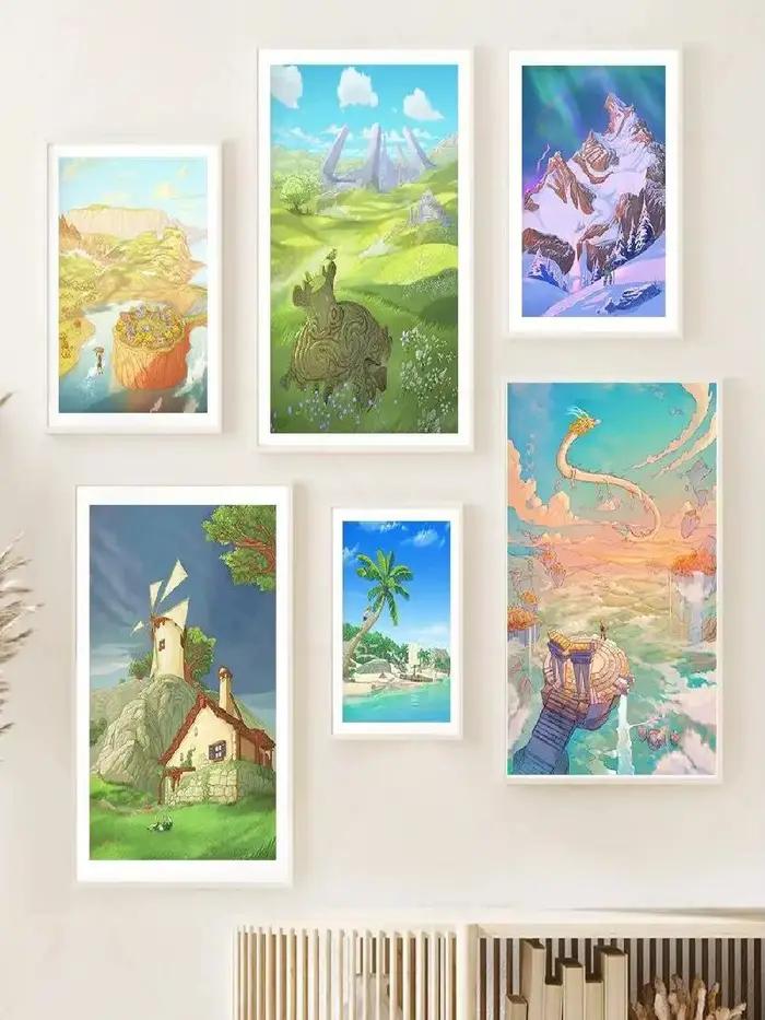Peinture sur toile du village d'Hyrule