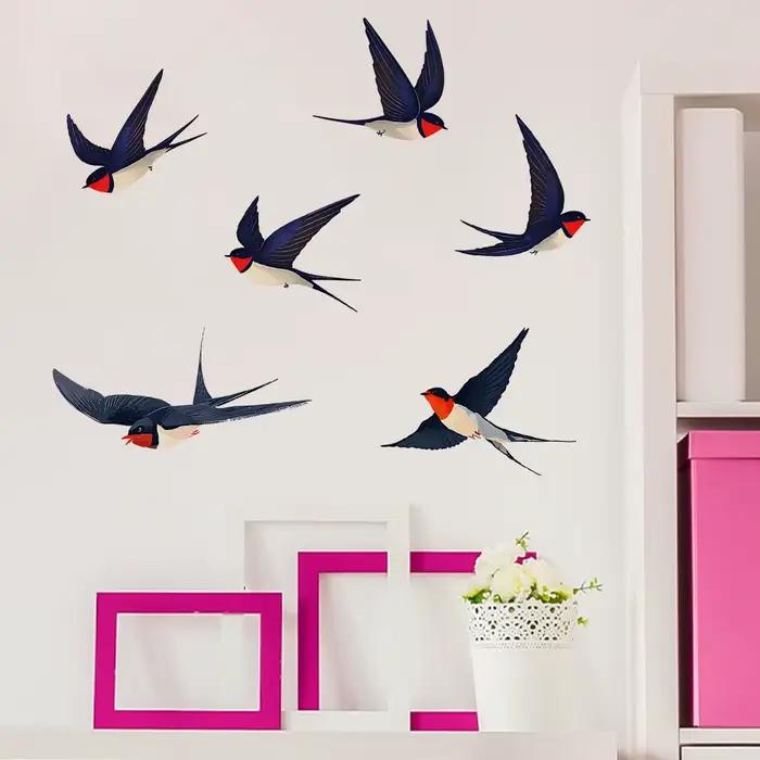 Décoration murale auto-adhésive Flying Swallow pour salon