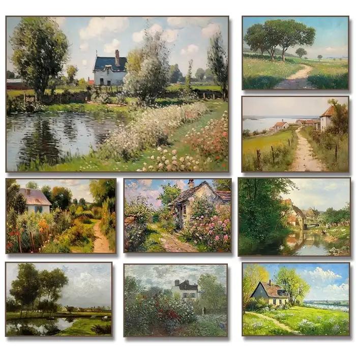 Paysage de pays d'été, chalet