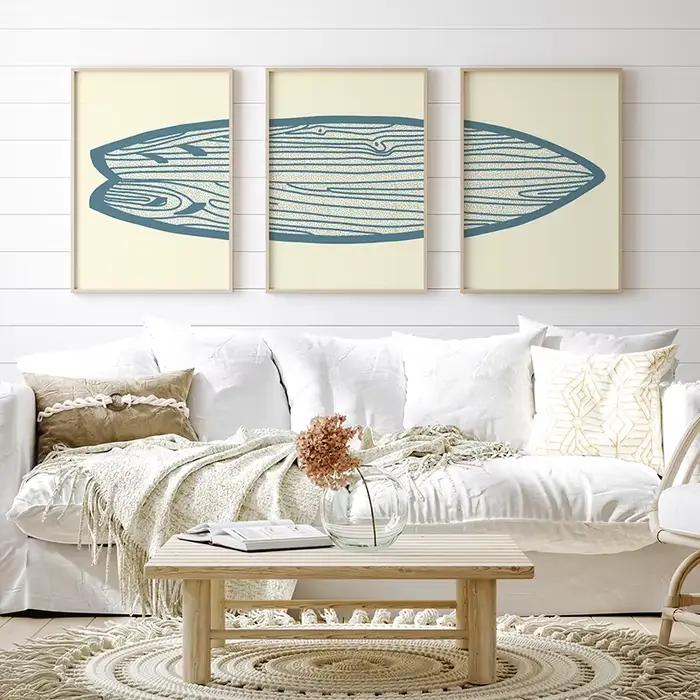 Affiche rétro Boho pour planche de Surf, Art de plage, mer et Surf, peintures sur toile, images murales côtières imprimées pour décoration de salon et de maison